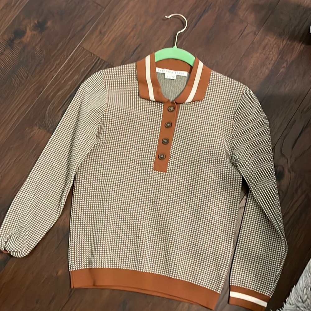 Brown and Cream Women's Sweater